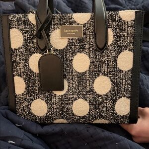 Kate Spade Black and Cream Polka Dot Tote